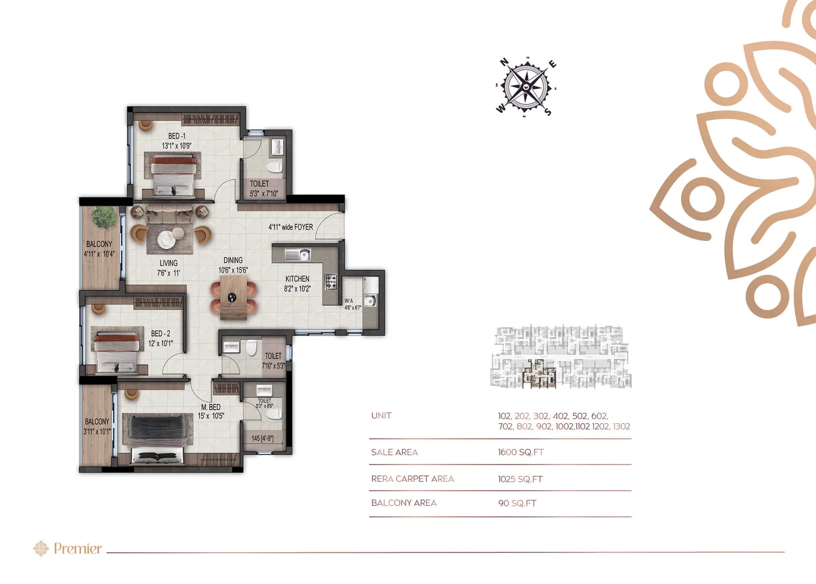 3 BHK Floor Plan