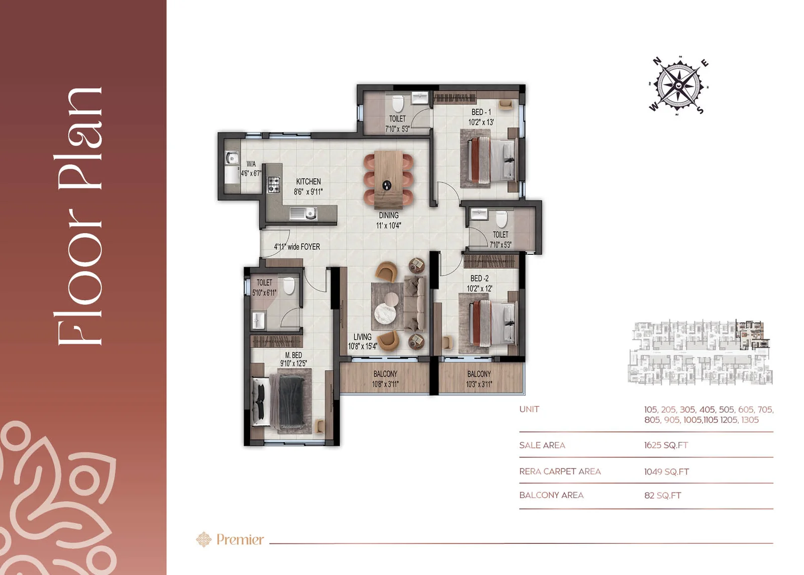 3 BHK Floor Plan