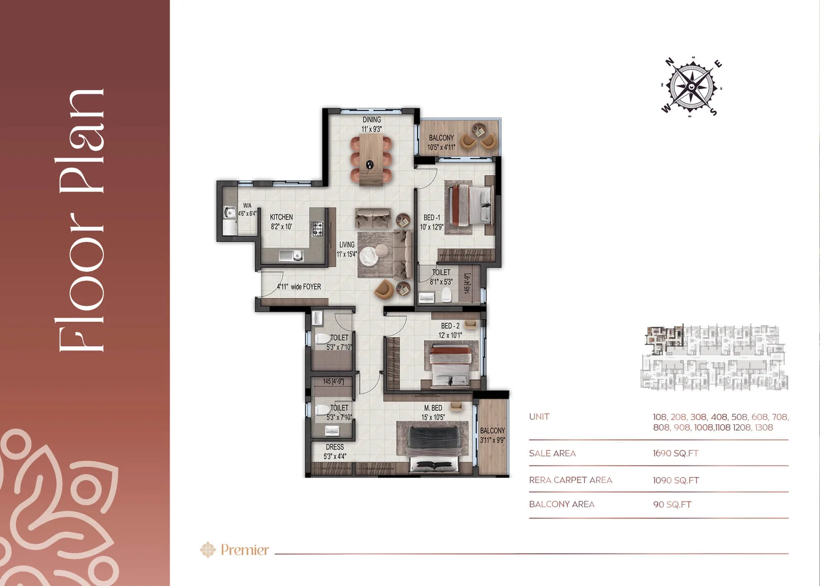 3 BHK Floor Plan